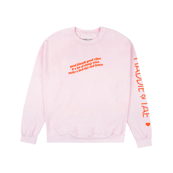 Good Friends, Good Vibes Light Pink Sweatshirt