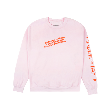 Good Friends, Good Vibes Light Pink Sweatshirt